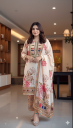 প্রিমিয়াম দুবাই সিল্ক ফেব্রিক্স থ্রি-পিস - Image 3