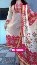 মসলিন কটন ফেব্রিকস থ্রি-পিস - Image 4